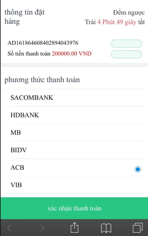 chọn ngân hàng thanh toán nạp tiền cf68 - i banking