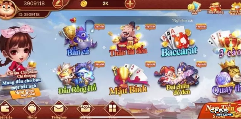 Top 3 game cá cược được yêu thích nhất cổng game cf68