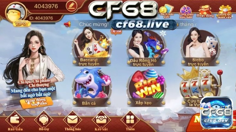 Cổng game bài đổi thưởng trực tuyến CF68 với nhiều game bài hấp dẫn