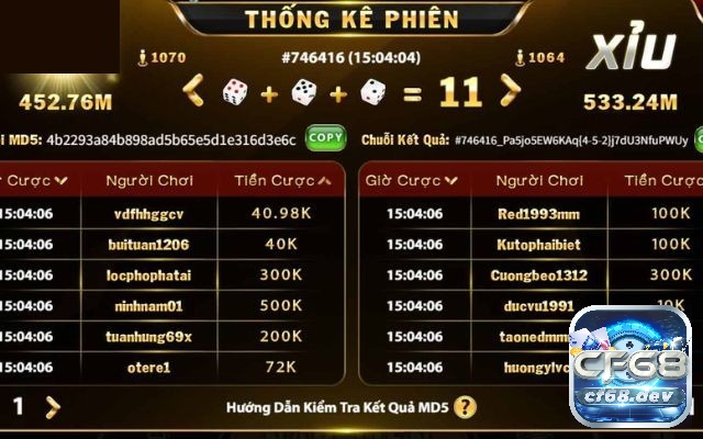 Cược Tài xỉu MD5 theo phong cách gấp thếp