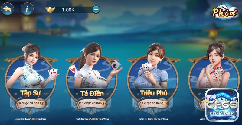 Sảnh bài phỏm tại CF68 cổng game bài CF68 hàng đầu