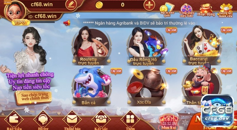 Đăng ký tài khoản CF68 để trải nghiệm kho game đa dạng