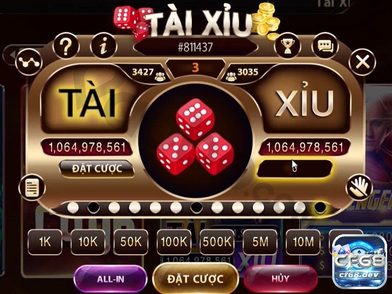 Tìm hiểu game tài xỉu cùng CF68 và cách đánh cầu bệt tài xỉu