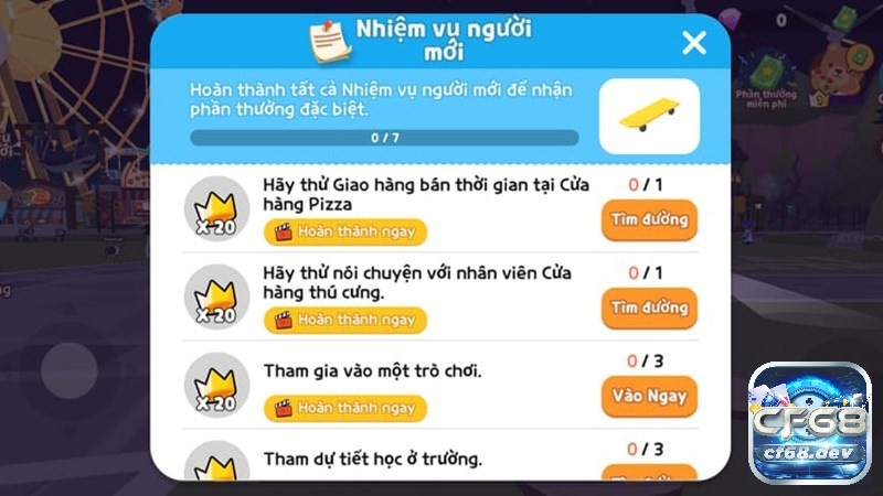 Bảng nhiệm vụ dành cho người mới