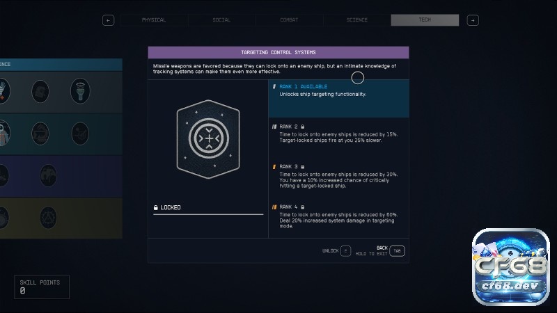 Một trong những kỹ năng cần được áp dụng trong mẹo chơi Starfield cho người mới là Targeting Control